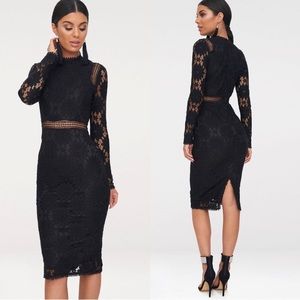 PrettyLittleThing Caris Black Lace Bodycon Dress